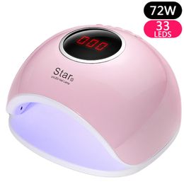 Nageldrogers Star 5 Beroep 72W UV LED NAIL LAMP NAIL GEL DROYER VOOR DROWE LICHT DROGEN GEL POOL NAIL LAMPE SMART MANICURE TOOL 230414