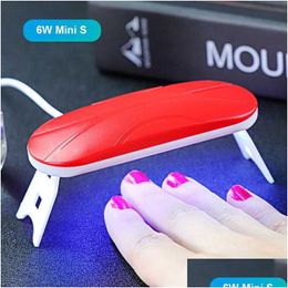 Sèche-ongles Sun Uv Mini lampe à ongles 6W sèche-vernis pliable acrylique Hine lampe à polymériser Portable LED 27 livraison directe santé beauté ongles Dhlx7