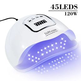 Nageldrogers SUN X5 LED MAX Manicure Lamp 45 LEDs UV Voor Nagels Curing Polish Gel Droger Lampen Gereedschap 231017