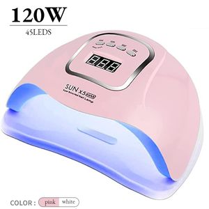 Nageldrogers SUN X5 MAX UV LED-lamp voor manicure 120W Professionele droger met bewegingsdetectie LCD-scherm Gellak drogen 230831