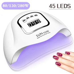Sèche-ongles SUN X5X10 UV LED Lampe à ongles pour manucure 120W Sèche-ongles professionnel avec 45Leds Lampe de séchage des ongles pour vernis à ongles en gel à séchage rapide 230403