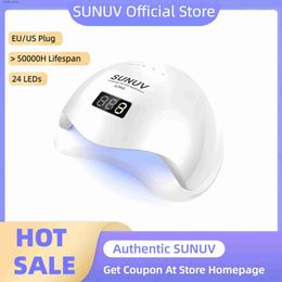 Nageldrogers Sunuv Sun5 48W Dual UV LED Nail Lamp Nail Dryer Gel Pools Curing Light met bodem 30s/60s Timer LCD Display Y240419UDVM