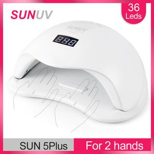 Nageldrogers Sunuv UV LED LAMP ZON5 5PLUS48W NAIL DOGER voor het genezen van alle soorten gel 99S Lage warmte 36 LED's UV -lamp voor twee handen Nail Art Machine 230428