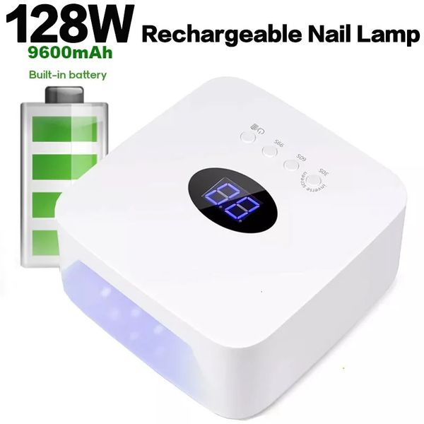 Sèche-ongles Amélioré 128W lampe à ongles Rechargeable batterie intégrée sèche-ongles pour manucure sans fil ongles UV lampe à LED 15600mAh Nail Lamp 231020