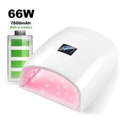 Nageldrogers verbeterden 66W oplaadbare nagellamp S10 draadloze nageldroger manicure machine UV -licht voor nagels draadloze nagel UV LED -lamp 230325