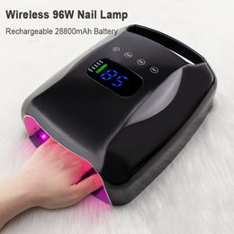 Sèche-ongles LED sans fil UV Lampe à ongles Professionnel sans fil Rechargeable Séchage des ongles Machine de manucure 96W Lampe pour Portable Gel Polish Cure 230626