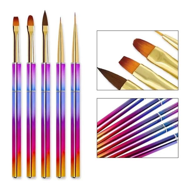 Amélioration des ongles Nouvelle peinture de couleur stylo à crochet Flower stylo traction 5 pack Color Rod Phototherapy Nylon Wool Color Peinture stylo