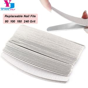 Nail Files 100Pcs/Lot Thick Replacement Sandpaper Files 80 100 180 240 With Metal Handle Grey Replaceable Files For Saws Removable Pads Set 230912