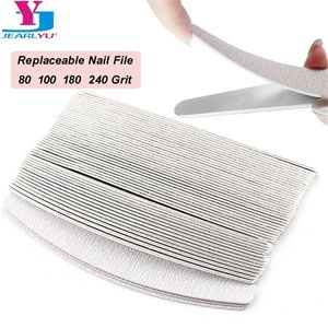 Nail Files 100Pcs/Set Thick Replacement Sandpaper 80/100/180/240 Grits with Metal Handle Grey Replaceable Saw Pads Set for Manicure Pedicure 2024