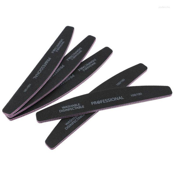 Fichiers à ongles 10pcs / set fichier noir pour manucure professionnel de ponçage tampon sable 100/180 Salon pédicure shaper polonais outils