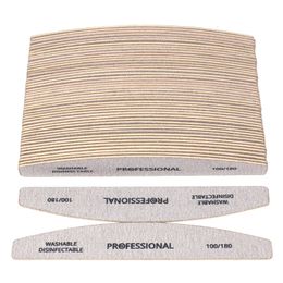 Limas de uñas 50pcslot Lima de papel de lija de madera para manicura 100180 Tampón de madera profesional Barco gris Herramienta de cuidado de doble cara 230417