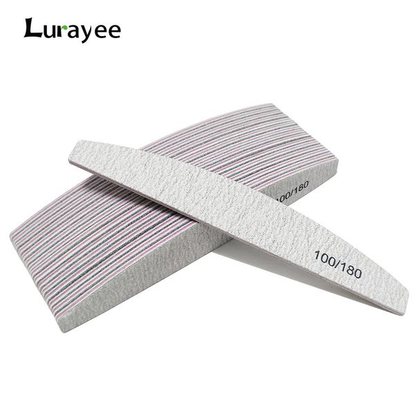 Lurayee lime à ongles tampon 100180 grain demi-lune Double face papier de verre ponçage des ongles Gel de meulage vernis à ongles outil de manucure 231123