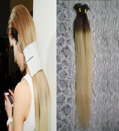 Nail Flat Tip PreBonded Keratine Lijm Remy Natural Human Hair Extensions 100g maagdelijk menselijk haar Keratine Pre Bonded ombre menselijk hai7567379