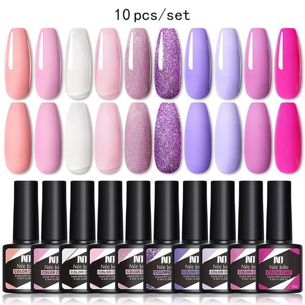 Gel pour ongles 10 pièces ensemble de vernis à paillettes Semi Permanent tremper les vernis hybrides UV Led Base couche de finition Kits d'art pinta 230715