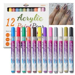 Nail Gel 12 Couleurs Art Graffiti Stylo Étanche Dessin Marqueur Ensemble Vague Bande Lignes Abstraites Brosse Manucure Fournitures Outil SAGB 230715