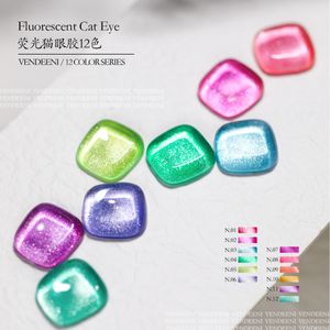 Gel pour les ongles 12 couleurs Fluorescence Cat Eye Gel Vernis à ongles Magnétique UV LED Soak Off Gel Laque Émail Météorite Nail Art Gel Vernis 230706