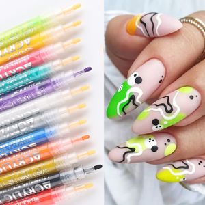 Nail Gel 12pcs Nail Art Graffiti Pen Juego de dibujo a prueba de agua Gold Black Line Painting Pen Neon Nail Polish Suministros profesionales Herramienta NTTY 230706