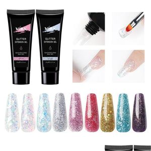 Nail Gel 15Ml Glitter Extension Acrylique Dur 9 Couleurs Cristal Polonais Builder Conseils Amélioration Livraison Rapide Livraison Santé Beauté Art Dhqmk