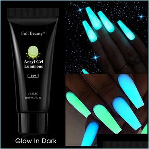 Nagelgel 15 ml Luminous UV -gel Glow Nail Art Liquid Polish Dip Fosfor Acryl Poeder voor snijverlenging Pigment Pigment Nagels Tools 12pc Dh1ca
