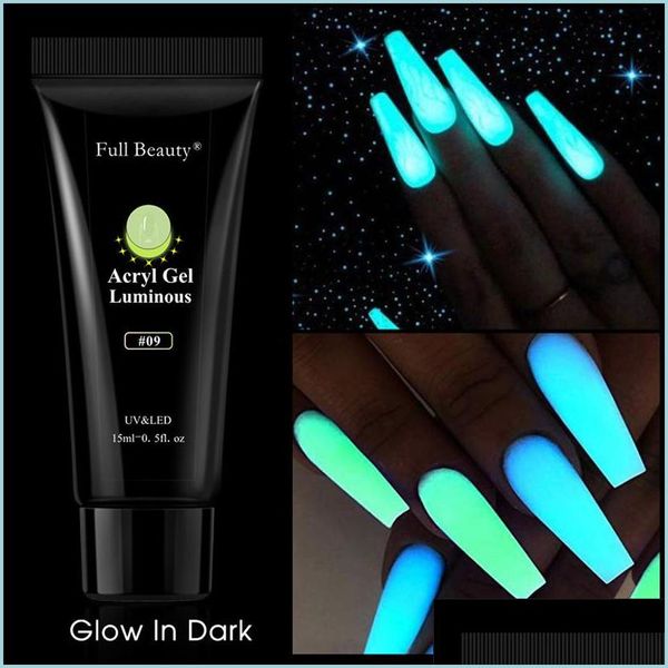 Gel De Uñas 15 Ml Luminoso Gel Uv Resplandor Nail Art Líquido Polaco Dip Fósforo Acrílico Polvo Para Tallar Extensión Pigmento Uñas Herramientas 12 Unid Dh1Ca