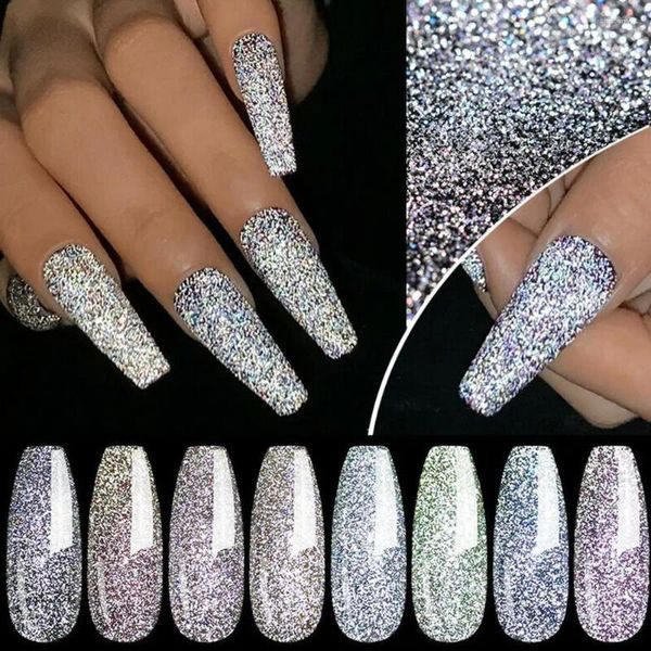 Gel de uñas 15 ml Reflectante Glitter Polaco Soak Off Art Finamente Bungee UV Brillante LED Diamantes brillantes R6J0