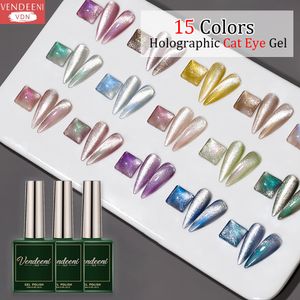 Nagelgel 15PCS 15ml Glitter 9D Cat Eye Nail Gel Polish Magneet Hybride Laser Kleurrijke Nail Art Gel Vernis UV LED Soak Off Nail Gel Lak 230717