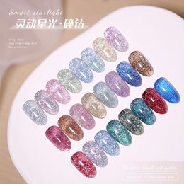 Nail Gel 24pcs Glitter UV Gel Sequins Kit de esmalte de uñas Jelly Gel Soak Off Cat Eye Gel Barniz Venta al por mayor 15ml Pastel Nail Gel Polish Set 230703