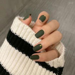 Nagelgel 24 -stks olijfgroen slijtage lange paragraaf mode manicure patch valse nagels bespaar tijd draagbaar