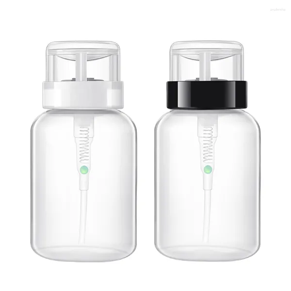 Gel de uñas 2 uds 200ml removedor de esmalte botellas de prensa loción vacía contenedores de viaje (cuello negro y botella blanca)