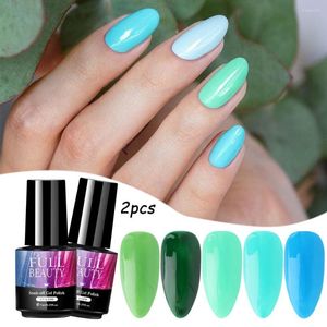 Gel pour les ongles 2pcs Couleur Set Top Base Coat Scellant Noir Vert Vernis Hybrid Soak Off UV Laque Décor Manucure Outils FB1571-1