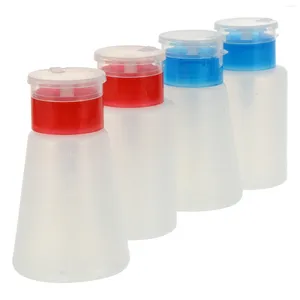 Gel de uñas 4 PCS Removedor de esmalte Botella de alcohol Dispensador de presión Bomba de plástico vacía cuadrada Limpiador de empuje hacia abajo de viaje