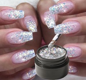 Nagelgel 5 ml Glitter Paint UV Varnish Semipermanent Base Manicure Primer Shimmer Diamond Shining Platinum6903090