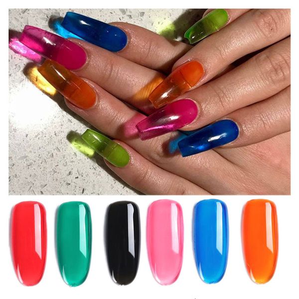 Nail Gel 6pcset Jelly Jellies Glass Candy Polish Summer Attribute Translúcido Neon Color UV Soak off 230726