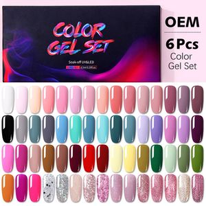 Gel pour ongles 6pcsset ensemble de vernis à paillettes mat miroitant longue durée Base couche de finition Kit de paillettes tremper UV LED Art 230726