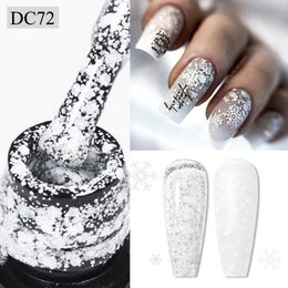 Nagelgel 7 ml Sneeuwvlokgel nagellak UV LED Semi-permanent Melkwit Roze Glitter Sneeuw Pailletten Gelnagels Art Design Vernis Manicure 231128