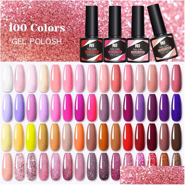 Vernis à ongles 8,5 ml Glitter UV Vernis 100 couleurs Printemps Été Couleur Vernis Paillettes Soak Off Hybride Laques Vernis Colorf Ongles DIY AR Dhhgh