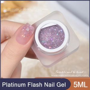 Nagelgel 8 kleuren Hart van de oceaan Inblikken Kleurrijk glitterstuk Gelnagellak 5 ml Nagelpotherapielijm Platina Flash Nail Art Gel 231124