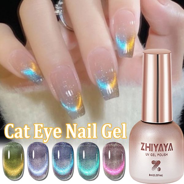 Gel pour les ongles 8 ml Cat Eye Vernis à ongles magnétique Coloré Réfléchissant Étincelant Semi Permanent Soak Off Vernis Jelly Nude UV Gel Nail Art Design 230706