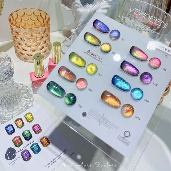 Gel de uñas 9D Rainbow Cat Eye Polish Magnetic Chameleon Laca Soak Off UV Barniz para Art Manicure 230726