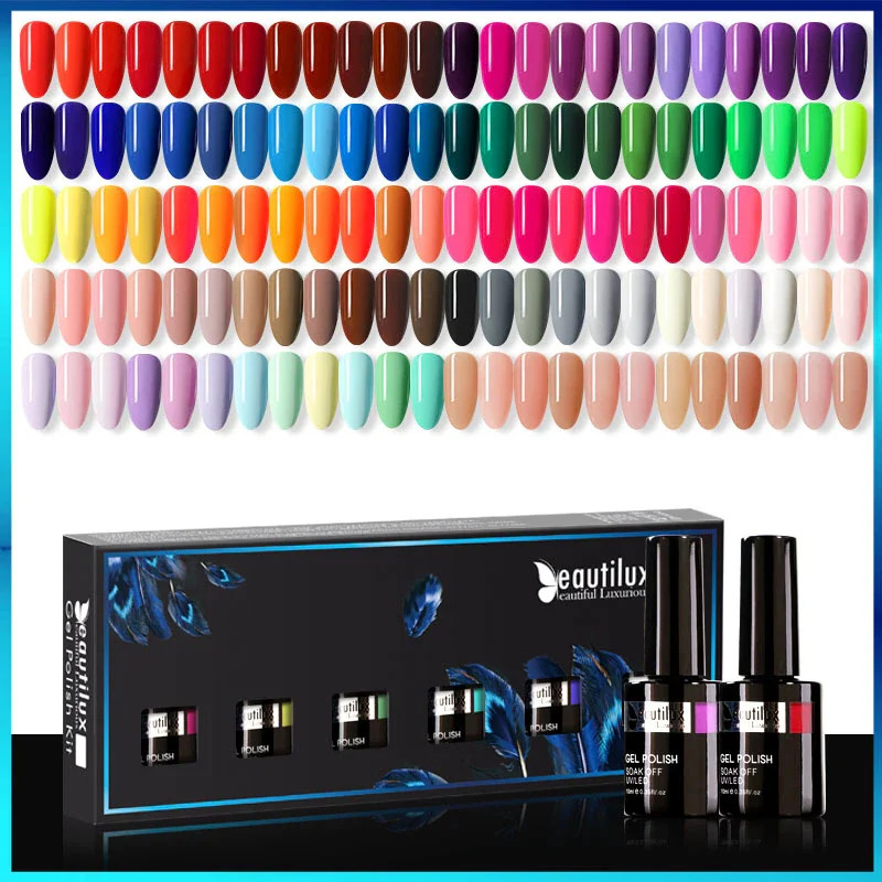 هلام الظفر Beautilux Gel Polish Lot Soak Off UV LED Semi Dertic Nails Gels Kit Lacquer Nail Art Design Platrish Wholesale Set of 6 231127