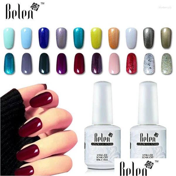 Vernis à ongles Belen 15ml UV Vernis Vernis Semi Permanent Top Base Lak Vernis bricolage Art Salon Gelpolish émail laque livraison directe Dhnpj