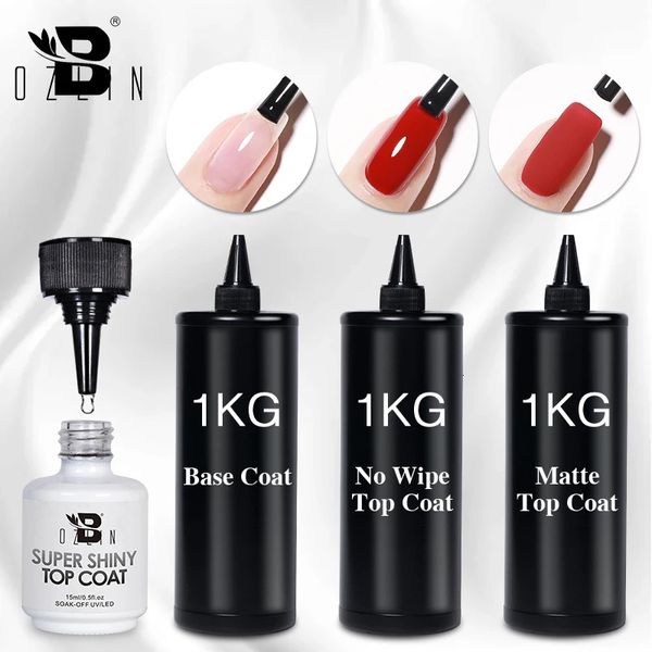 BOZLIN 1 KG Super brillant couche de finition UV Base Gel vernis mat couche de finition renforcer Gel longue durée brillant tremper hors vernis à ongles 231124