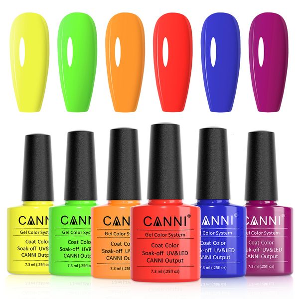 Nail Gel CANNI 6pcsLot Trendy Colors Barniz Set Soak Off Led de larga duración UV Nail Gel Manicure Selling Kit Base Top Coat Gel 230717