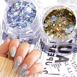 Gel de uñas Glitter Flakes Sparkly Holográfico 3D Mix Hexágono Lentejuelas coloridas Lentejuelas Polaco DIY Manicura Nails Art Decoración 240229