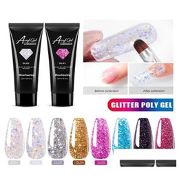 Nagelgel Glitter nagelverlengingsgel 15 ml acryl harde kristallijm Polish Builder Tips Verbetering Snelle verlenging Manicure3048395 Drop Dhorl