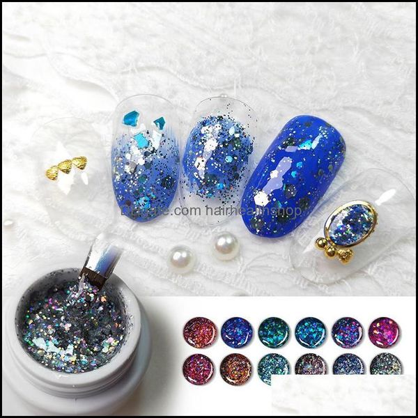 Vernis à ongles brillant Lakiery Hybrydowe Soak Off Bling Sequins Lakier Hybrydowy Uv Varnishnail Drop Delivery Santé Beauté Ar Dhyi9