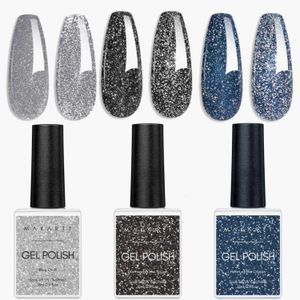 Nagelgel glitter Poolse Sparkly Shiny Silver Kit afwezig UV Art Manicure Varnish 15 ml Q240507
