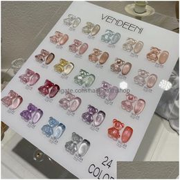 Nagelgel ijs doorschijnende cat s eye pools lijm door kunst 24colors niet giftig langdurige 230725 drop levering gezondheidsschoonheid salon dhgtd