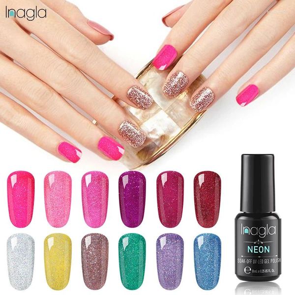 Gel à ongles Inagla 1 Art 8ML Couleur Néon UVLED Vernis pour la conception d'extension Longue durée Vernis Gelpolish