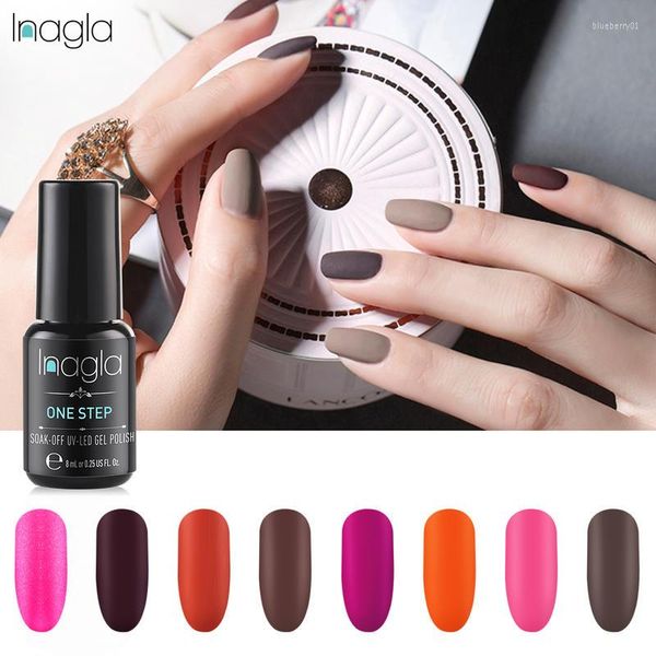 Vernis à Ongles Inagla 8ml 3-en-1 Vernis Mat One Step Vernis UV LED Pas Besoin de Top Base Coat Manucure